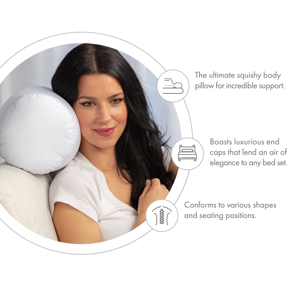 Microbead Bolster Neck Roll Pillow, Gently On Body, Head, Neck & Shoulders No Pain Rest, Relax Sleep - Silky Feel Prevent Wrinkles & Hair Breakage - Lightweight Cylinder, 14" x 8"