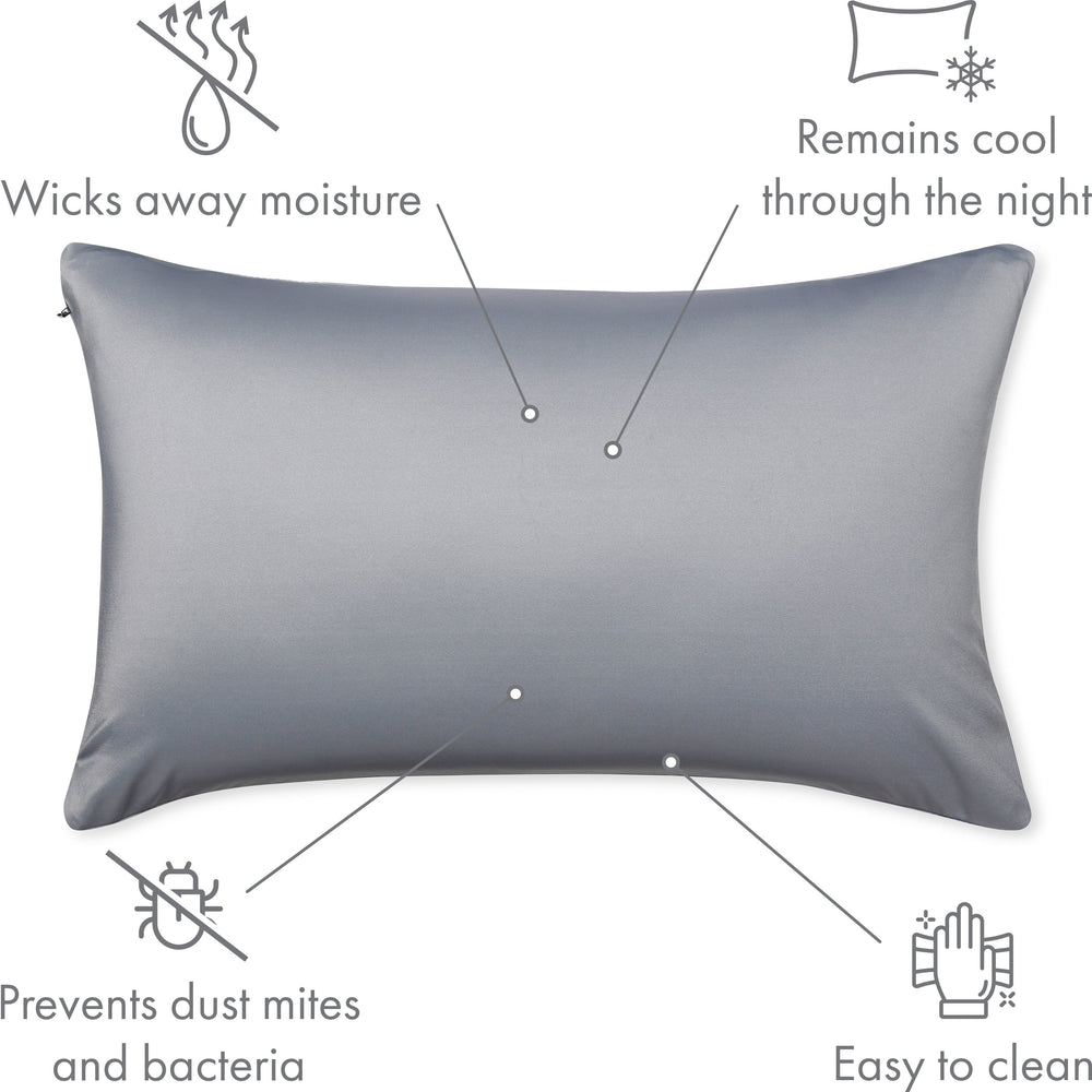 Throw Pillow – Dark Grey: 1 PCS Luxurious Premium Microbead Pillow With 85/15 Nylon/Spandex Fabric. Forever Fluffy, Outstanding Beauty & Support. Silky, Soft & Beyond Comfortable