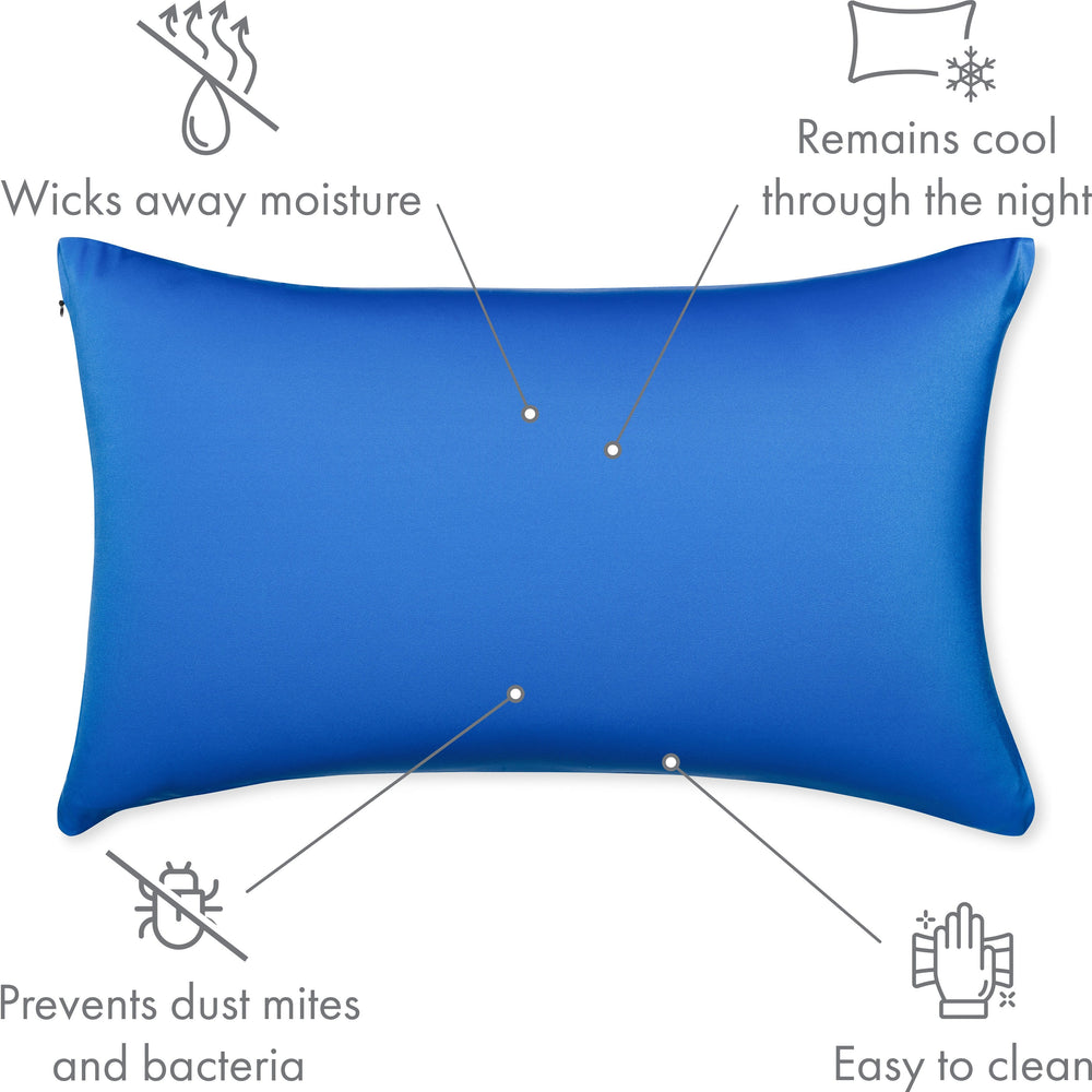Throw Pillow – Yeal Blue: 1 PCS Luxurious Premium Microbead Pillow With 85/15 Nylon/Spandex Fabric. Forever Fluffy, Outstanding Beauty & Support. Silky, Soft & Beyond Comfortable