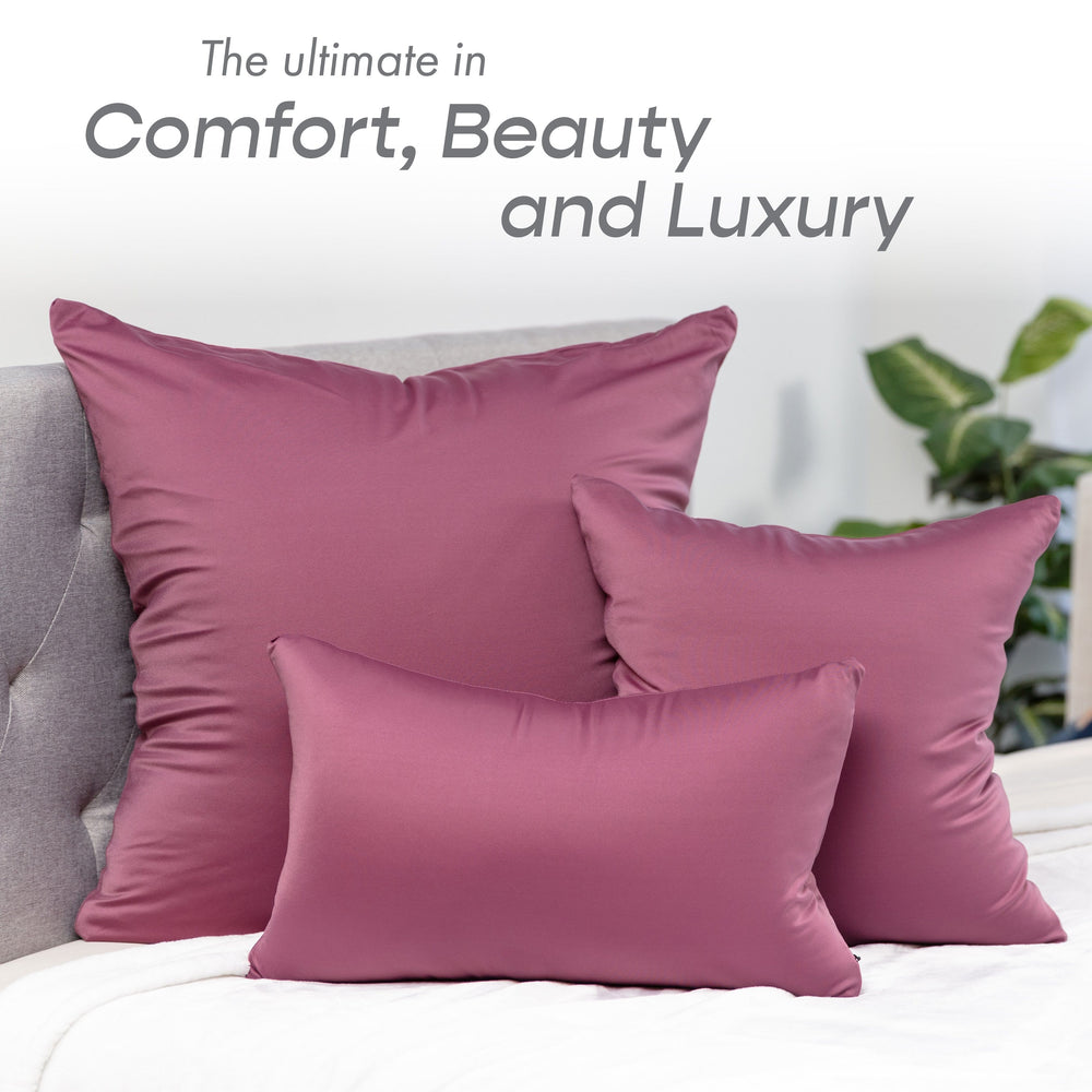 Throw Pillow – Burgundy - Merlot: 1 PCS Luxurious Premium Microbead Pillow With 85/15 Nylon/Spandex Fabric. Forever Fluffy, Outstanding Beauty & Support. Silky, Soft & Beyond Comfortable