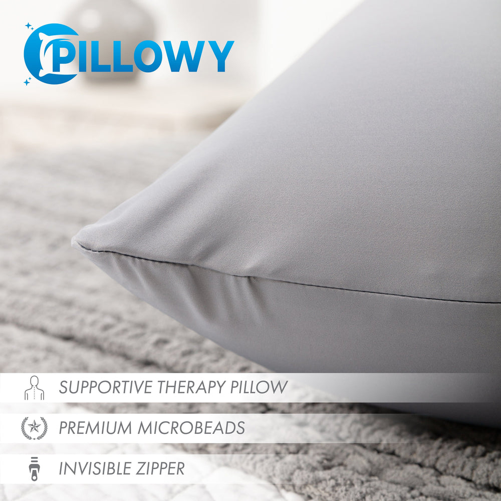 Throw Pillow – Dark Grey: 1 PCS Luxurious Premium Microbead Pillow With 85/15 Nylon/Spandex Fabric. Forever Fluffy, Outstanding Beauty & Support. Silky, Soft & Beyond Comfortable