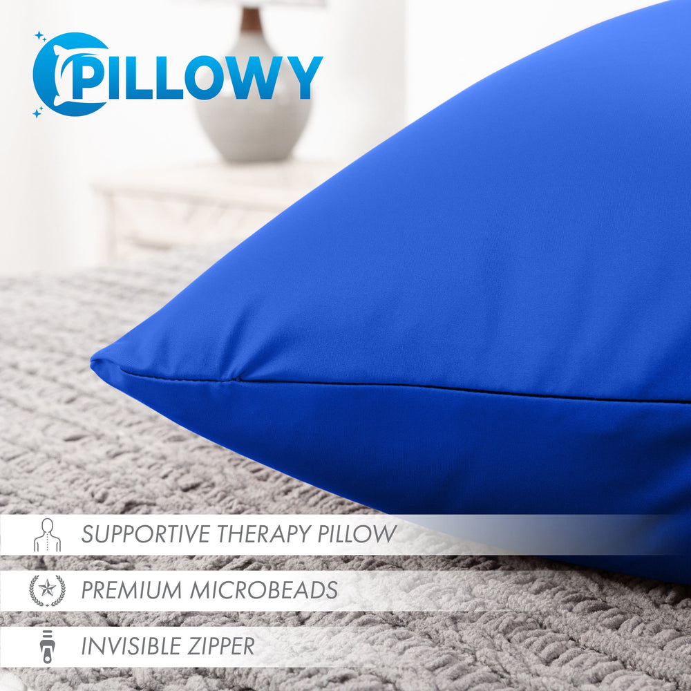 Throw Pillow – Yeal Blue: 1 PCS Luxurious Premium Microbead Pillow With 85/15 Nylon/Spandex Fabric. Forever Fluffy, Outstanding Beauty & Support. Silky, Soft & Beyond Comfortable