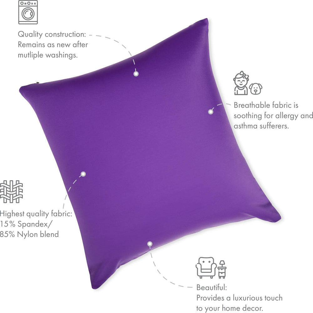 Throw Pillow – Dark Lavendar: 1 PCS Luxurious Premium Microbead Pillow With 85/15 Nylon/Spandex Fabric. Forever Fluffy, Outstanding Beauty & Support. Silky, Soft & Beyond Comfortable