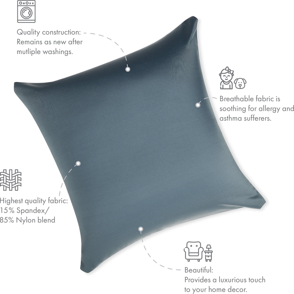 Throw Pillow – Dark Slate Grey: 1 PCS Luxurious Premium Microbead Pillow With 85/15 Nylon/Spandex Fabric. Forever Fluffy, Outstanding Beauty & Support. Silky, Soft & Beyond Comfortable