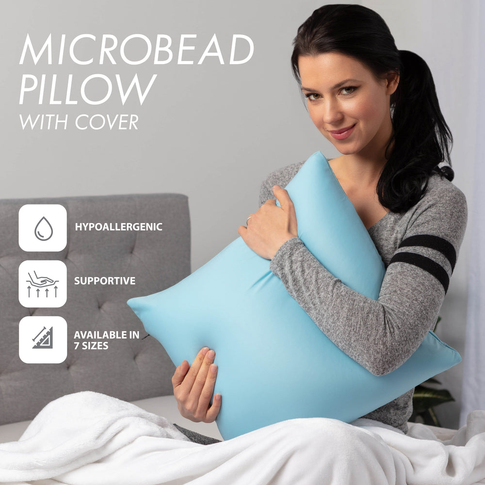 Throw Pillow – Sweat Baby Blue: 1 PCS Luxurious Premium Microbead Pillow With 85/15 Nylon/Spandex Fabric. Forever Fluffy, Outstanding Beauty & Support. Silky, Soft & Beyond Comfortable