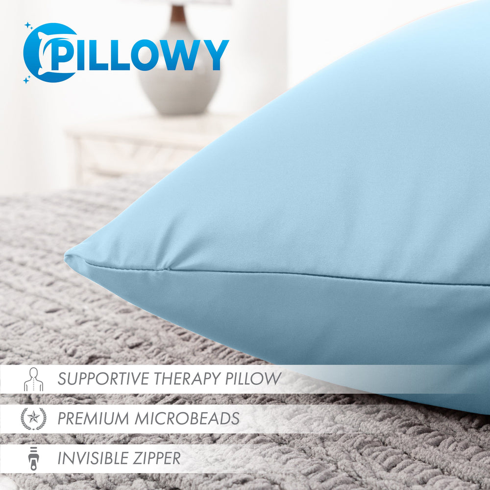 Throw Pillow – Sweat Baby Blue: 1 PCS Luxurious Premium Microbead Pillow With 85/15 Nylon/Spandex Fabric. Forever Fluffy, Outstanding Beauty & Support. Silky, Soft & Beyond Comfortable