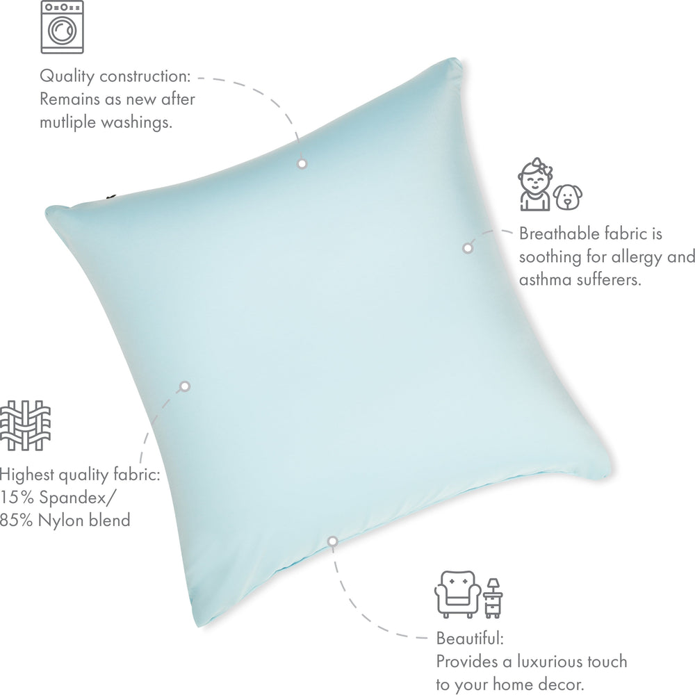 Throw Pillow – Sweat Baby Blue: 1 PCS Luxurious Premium Microbead Pillow With 85/15 Nylon/Spandex Fabric. Forever Fluffy, Outstanding Beauty & Support. Silky, Soft & Beyond Comfortable