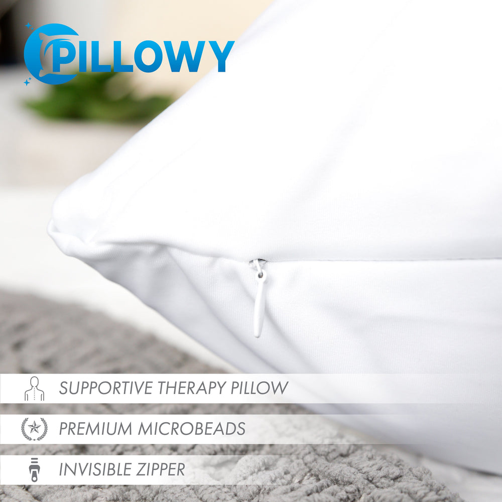 Throw Pillow – White: 1 PCS Luxurious Premium Microbead Pillow With 85/15 Nylon/Spandex Fabric. Forever Fluffy, Outstanding Beauty & Support. Silky, Soft & Beyond Comfortable