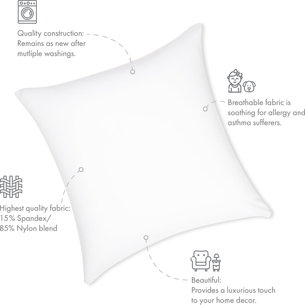 Throw Pillow – White: 1 PCS Luxurious Premium Microbead Pillow With 85/15 Nylon/Spandex Fabric. Forever Fluffy, Outstanding Beauty & Support. Silky, Soft & Beyond Comfortable