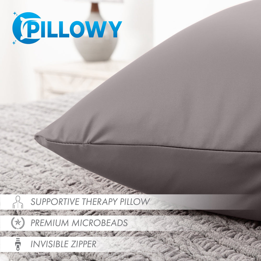 Throw Pillow – Stone Grey: 1 PCS Luxurious Premium Microbead Pillow With 85/15 Nylon/Spandex Fabric. Forever Fluffy, Outstanding Beauty & Support. Silky, Soft & Beyond Comfortable