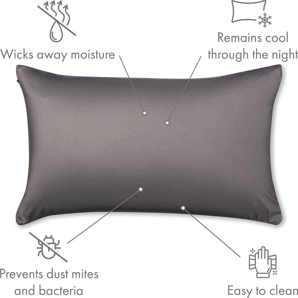 Throw Pillow – Stone Grey: 1 PCS Luxurious Premium Microbead Pillow With 85/15 Nylon/Spandex Fabric. Forever Fluffy, Outstanding Beauty & Support. Silky, Soft & Beyond Comfortable