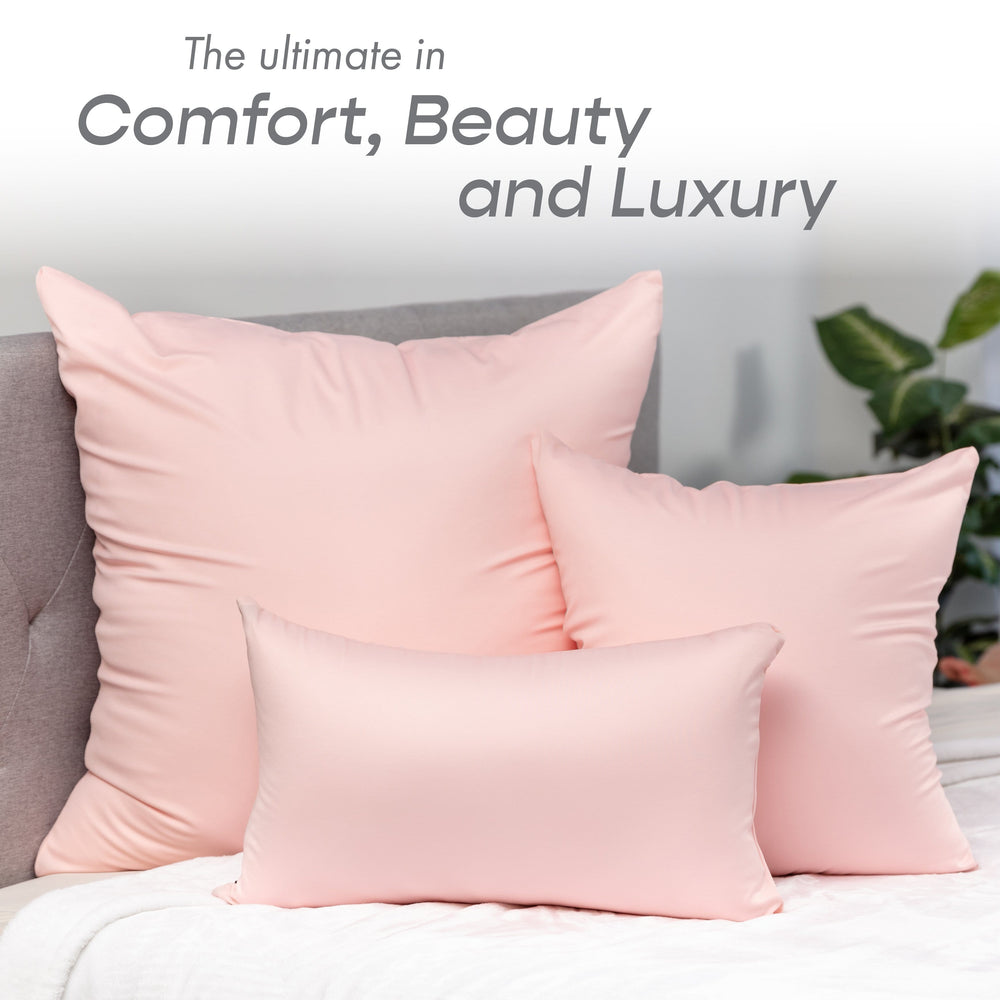 Throw Pillow – Cream Peach: 1 PCS Luxurious Premium Microbead Pillow With 85/15 Nylon/Spandex Fabric. Forever Fluffy, Outstanding Beauty & Support. Silky, Soft & Beyond Comfortable