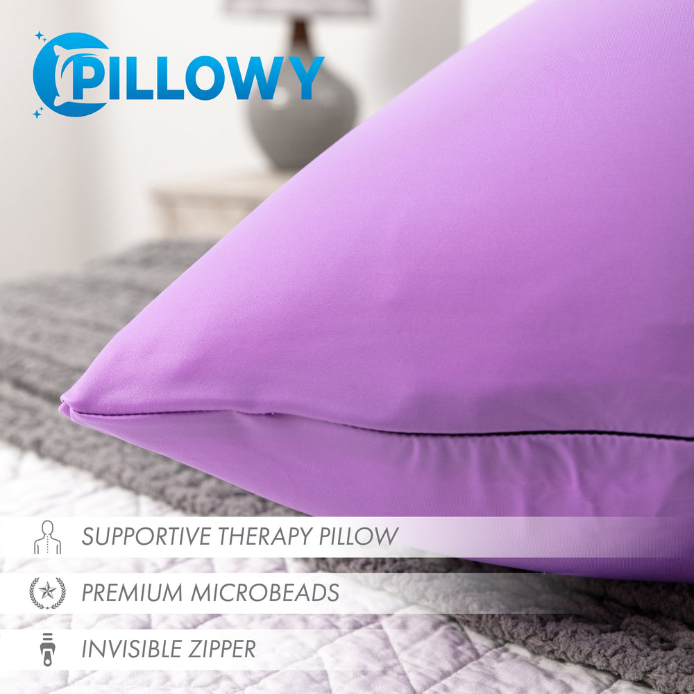 Throw Pillow – Purple: 1 PCS Luxurious Premium Microbead Pillow With 85/15 Nylon/Spandex Fabric. Forever Fluffy, Outstanding Beauty & Support. Silky, Soft & Beyond Comfortable