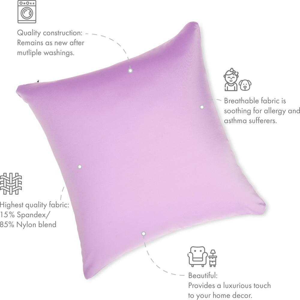 Throw Pillow – Purple: 1 PCS Luxurious Premium Microbead Pillow With 85/15 Nylon/Spandex Fabric. Forever Fluffy, Outstanding Beauty & Support. Silky, Soft & Beyond Comfortable