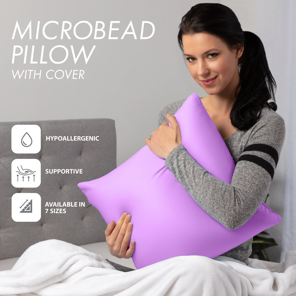 Throw Pillow – Purple: 1 PCS Luxurious Premium Microbead Pillow With 85/15 Nylon/Spandex Fabric. Forever Fluffy, Outstanding Beauty & Support. Silky, Soft & Beyond Comfortable