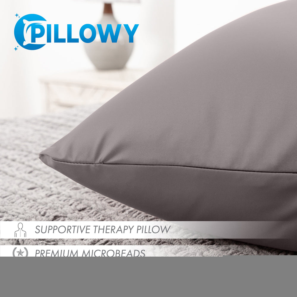 Throw Pillow – Stone Grey: 1 PCS Luxurious Premium Microbead Pillow With 85/15 Nylon/Spandex Fabric. Forever Fluffy, Outstanding Beauty & Support. Silky, Soft & Beyond Comfortable