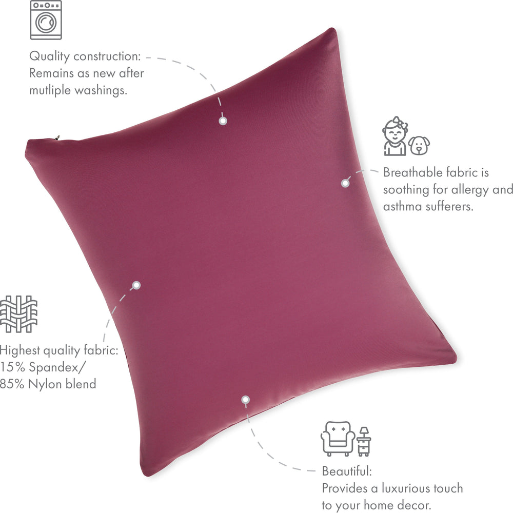 Throw Pillow – Burgundy - Merlot: 1 PCS Luxurious Premium Microbead Pillow With 85/15 Nylon/Spandex Fabric. Forever Fluffy, Outstanding Beauty & Support. Silky, Soft & Beyond Comfortable