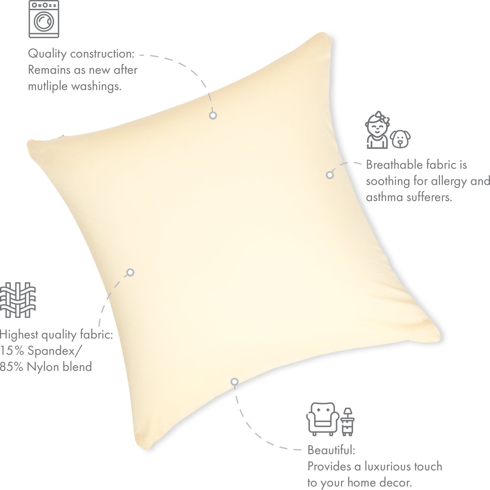 Throw Pillow – Off white- Creme: 1 PCS Luxurious Premium Microbead Pillow With 85/15 Nylon/Spandex Fabric. Forever Fluffy, Outstanding Beauty & Support. Silky, Soft & Beyond Comfortable