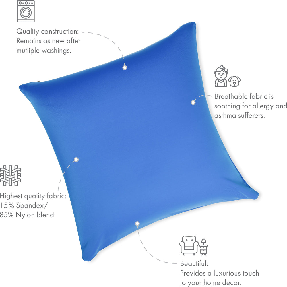 Throw Pillow – Yeal Blue: 1 PCS Luxurious Premium Microbead Pillow With 85/15 Nylon/Spandex Fabric. Forever Fluffy, Outstanding Beauty & Support. Silky, Soft & Beyond Comfortable